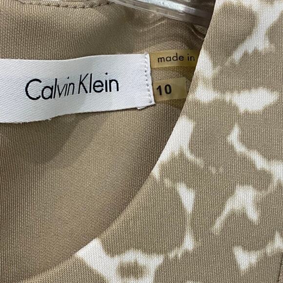 Calvin Klein dress tan animal print size 10 zipper back - Picture 6 of 9
